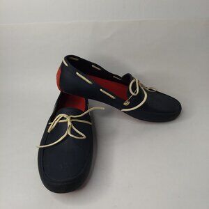 Hunter Navy Blue Red Boat Loafers Rubber Size UK 6 US 8 Nautical Outdoor Boating